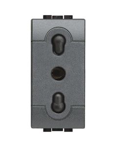 LEGRAND - BTICINO - Priză, 10/16A, 2P+T, Standard ITALIAN, 1M, antracit