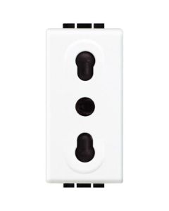 LEGRAND - BTICINO - Living Light, Priza 10/16A 2P+N, Standard Italian, 1M, alb - distanta centru 19mm si 26mm