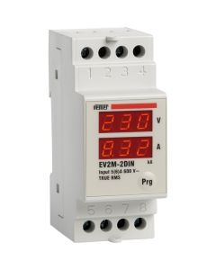 VEMER - VE149100 -  Ampermetru - Voltmetru, EV2M-2DIN, Digital 600V/tip conect. 5A, Modular 2m