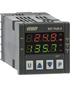 VEMER - VE250700 - Termoregulator H2T PtJK-2P4A, 230VAC, dim. 48X48, display dublu, sonde PT100, J K S