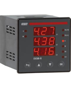 VEMER - VE334900 - Multimetru panou EV3M-R, (V,A,W,VA,VAR,Hz,PF-cosphi) alim 230VAc, 72x72mm
