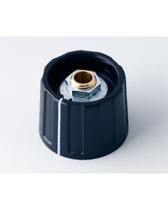 OKW - Corp buton d=20mm, negru cu marcaj alb, ax=6mm