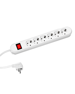 Bachmann - Prelungitor SMART 6 prize Schuko, 16A, 3680W, 250VAC, intrerupator, 5m cablu 3x1,5mmp, alb, demontabil