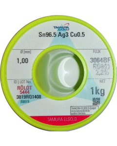 TAMURA ELSOLD - ALIAJ, D=1MM, Sn96.5Ag3.0Cu0.5, Flux 3064BF, 2,2%, 1KG