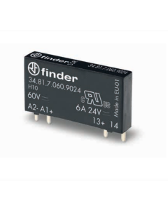 FINDER - 34.81.7.024.9024 - Releu static PCB ultra-subțire, 24 V DC, 6 A, 1 contact ND, ieșire 24 V DC