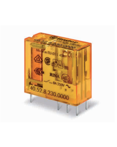 FINDER - 40.52.8.024.0000 - Releu PCB/fișabil, 24 V AC, 8 A, 2 contacte comutatoare, AgNi