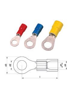 INTERCABLE - Papuc inelar preizolat, Galben, 4-6mm2 Terminal Ø5mm, (1 SET=100BUC), Pret/set