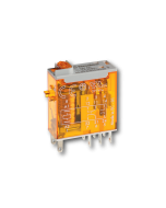 FINDER - 46.52.9.012.0074 - Miniature industrial relay CO (nPDT), 12 V, 2 pole, 8 A, AgNi, DC, Spade/blade solder terminal (2.5x0.5)mm, Lockable test button + double LED (DC non-polarized) + mechanical indicator