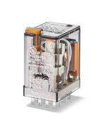 FINDER - 55.34.9.024.5090 - Miniature general purpose relay CO (nPDT), 24 V, Standard, 4 pole, 7 A, AgNi + Au, DC, Plug-in, Lockable test button + LED + diode (DC, polarity positive to pin A1/13)