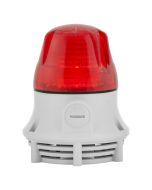 SiRENA - Microlamp LED acustic Rosu fixa/ palpaire, 12-24V, AC/DC, baza gri, IP30 (sunet continuu - infinit)
