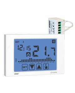 VEMER VE486700 Chronos RF Bianco wireless programmable thermostat set with RX.16A remote actuator