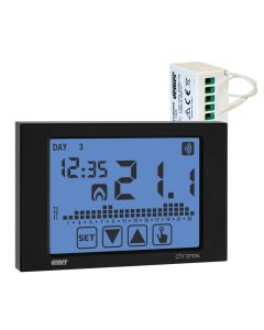 VEMER VE487500 Chronos RF Nero programmable thermostat set with RX.16A wireless receiver
