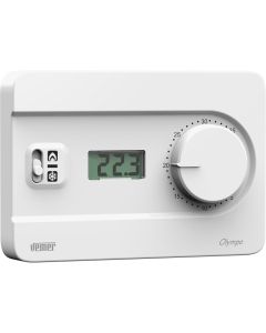 VEMER Olympo LCD 230 Bianco electronic wall thermostat white front view