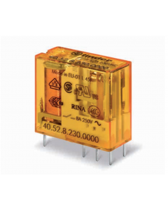 FINDER - Releu miniaturizat, implantabil, 5mm între pinii contactului, bobină standard (650mW), alimentare 24VC.C., 2C, 8A, AgNi